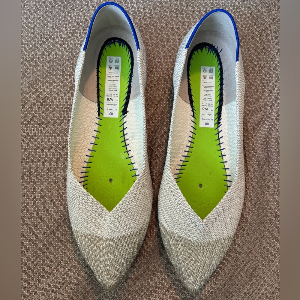 Rothy's White and Silver Shimmer Flats